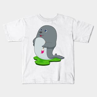 Seal Painter Paintbrush Painting Kids T-Shirt